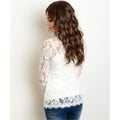 Women's Top Ivory Lace Long Sleeve Blouse - Bae Apparel