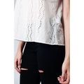White crochet top with button-back placket - Bae Apparel