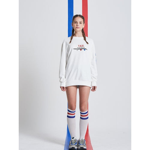 [AROUND80] TAXI PARISIEN SWEAT SHRTS WHITE - Bae Apparel