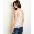 Women's Top Sleeveless Mint Purple Floral Tank Top - Bae Apparel