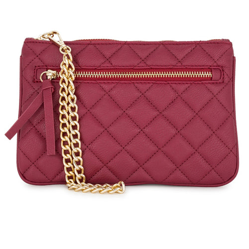 Burgundy Quilted Wristlet - Bae Apparel
