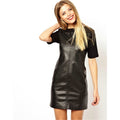 "Black Leather" Mini Dress - Bae Apparel
