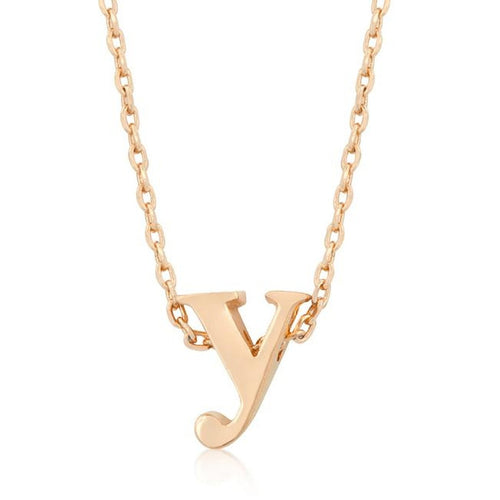 Initial Y Rose Gold Pendant - Bae Apparel