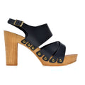 Leather platform sandal  in pine with back strap - Bae Apparel