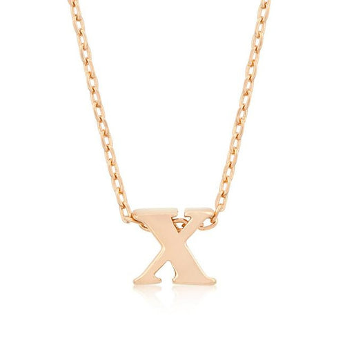 Initial X Rose Gold Pendant - Bae Apparel