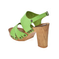 Leather platform sandal  in pine with back strap - Bae Apparel