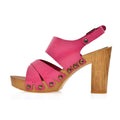 Leather platform sandal  in pine with back strap - Bae Apparel