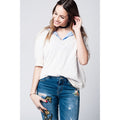 Beige lightweight knit sweater with 3/4 sleeves - Bae Apparel