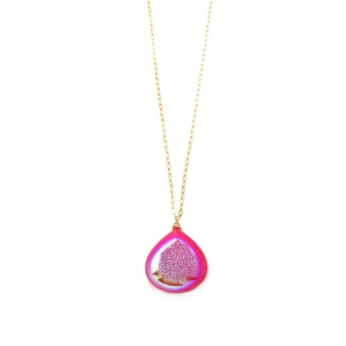 Shimmery Pink Druzy Necklace - Bae Apparel