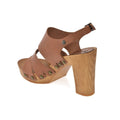Leather platform sandal  in pine with back strap - Bae Apparel