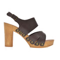Leather platform sandal  in pine with back strap - Bae Apparel