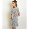 Women's Dress Grey And White Shift Mini Dress - Bae Apparel