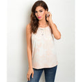 Women's Sleeveless Light Pink Printed Blouse - Bae Apparel