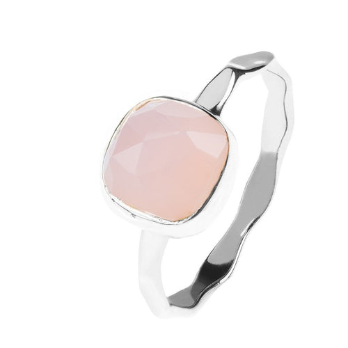 Silver Stacking Ring Rose Quartz - Bae Apparel