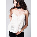 White crochet top with button-back placket - Bae Apparel