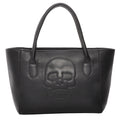 Mechaly Women's Skully Black Vegan Leather Skull Tote Handbag - Bae Apparel