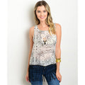 Women's Top Sleeveless Fringe Trim Top - Bae Apparel