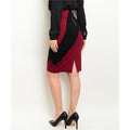 Women's Skirt Colorblock Black And Red Pencil Skirt - Bae Apparel