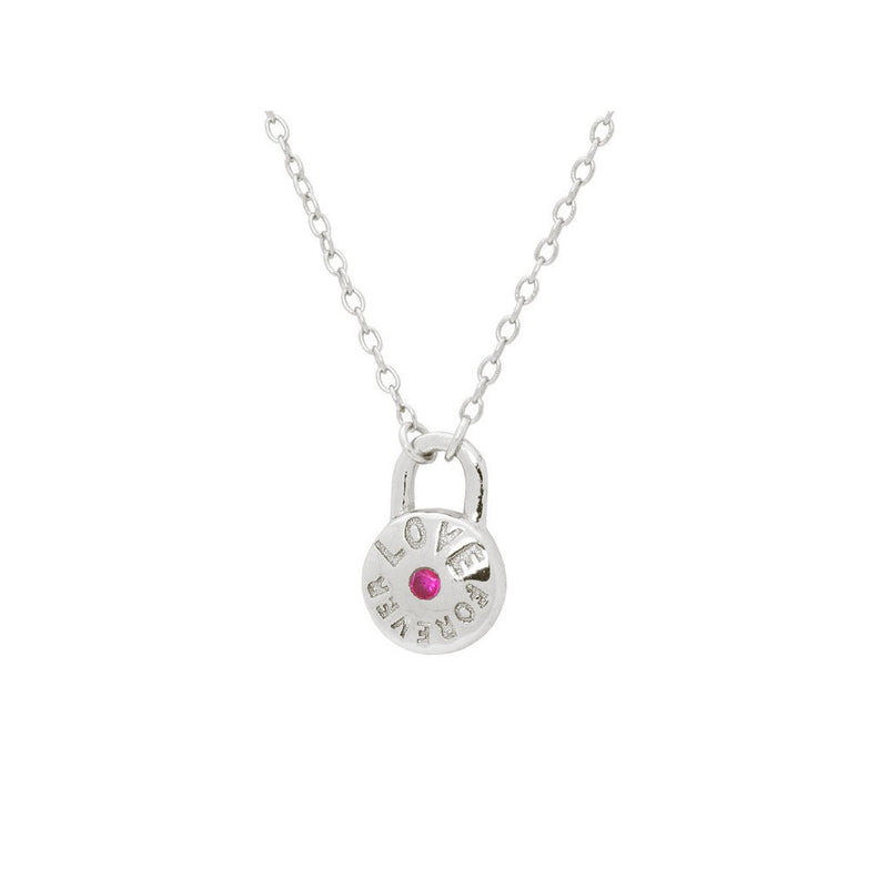 Silver Rhodium Plated Teen Love Forever Pendant   Necklace 16"+ 2"Cz Rubi - Bae Apparel