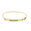 18k Gold Mothers Bracelet, Gold Bar Hamsa Bracelet, engraved "Worlds Best Mom" Bracelet For Mom - Bae Apparel