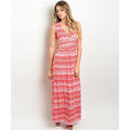 Women's Maxi Dress Red Sleeveless Long Printed Dress - Bae Apparel