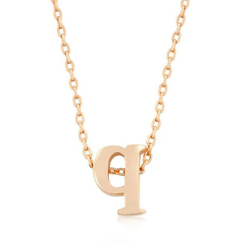 Initial Q Rose Gold Pendant - Bae Apparel
