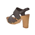 Leather platform sandal  in pine with back strap - Bae Apparel