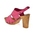 Leather platform sandal  in pine with back strap - Bae Apparel