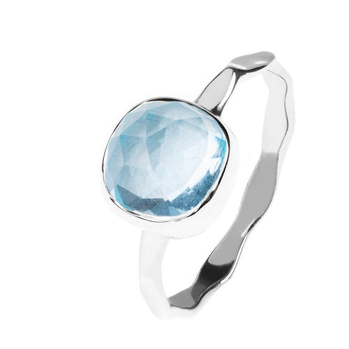 Silver Stacking Ring Blue Topaz - Bae Apparel