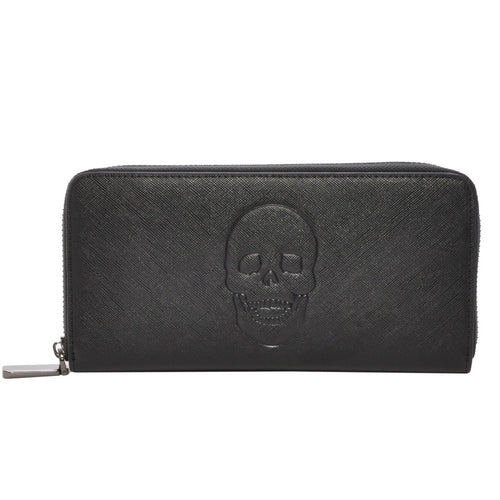 Mechaly Women's Skully Black Vegan Leather Skull Wallet - Bae Apparel