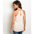 Women's Sleeveless Light Pink Printed Blouse - Bae Apparel