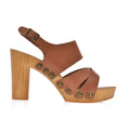 Leather platform sandal  in pine with back strap - Bae Apparel