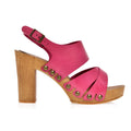 Leather platform sandal  in pine with back strap - Bae Apparel