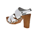 Leather platform sandal  in pine with back strap - Bae Apparel