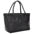 Mechaly Women's Skully Black Vegan Leather Skull Tote Handbag - Bae Apparel