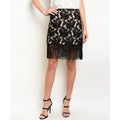 Women's Skirt Tan Lace Fringed Skirt - Bae Apparel