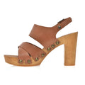 Leather platform sandal  in pine with back strap - Bae Apparel