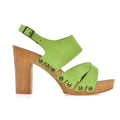 Leather platform sandal  in pine with back strap - Bae Apparel