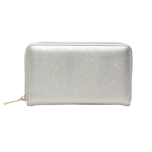 Mechaly Women's Katie Silver Vegan Leather Wallet - Bae Apparel