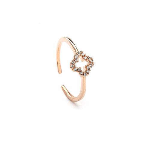 Lucky Clover Cubic Zirconia Ring - Bae Apparel