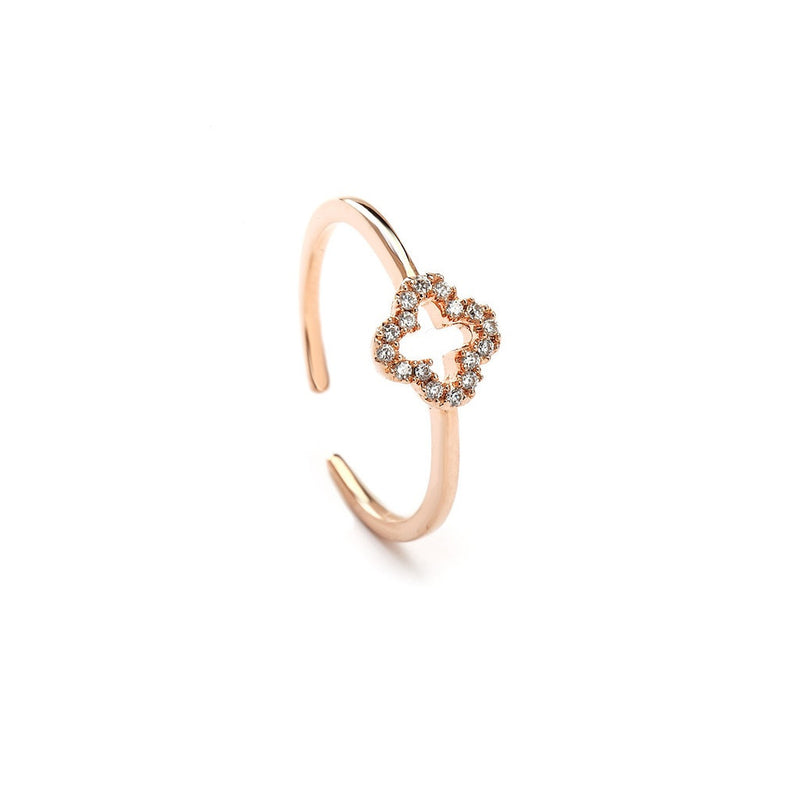 Lucky Clover Cubic Zirconia Ring - Bae Apparel