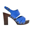 Leather platform sandal  in oak with back strap - Bae Apparel