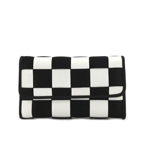Black & White Multicolored Woven Check Wallet - Bae Apparel