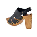 Leather platform sandal  in pine with back strap - Bae Apparel