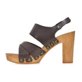 Leather platform sandal  in pine with back strap - Bae Apparel
