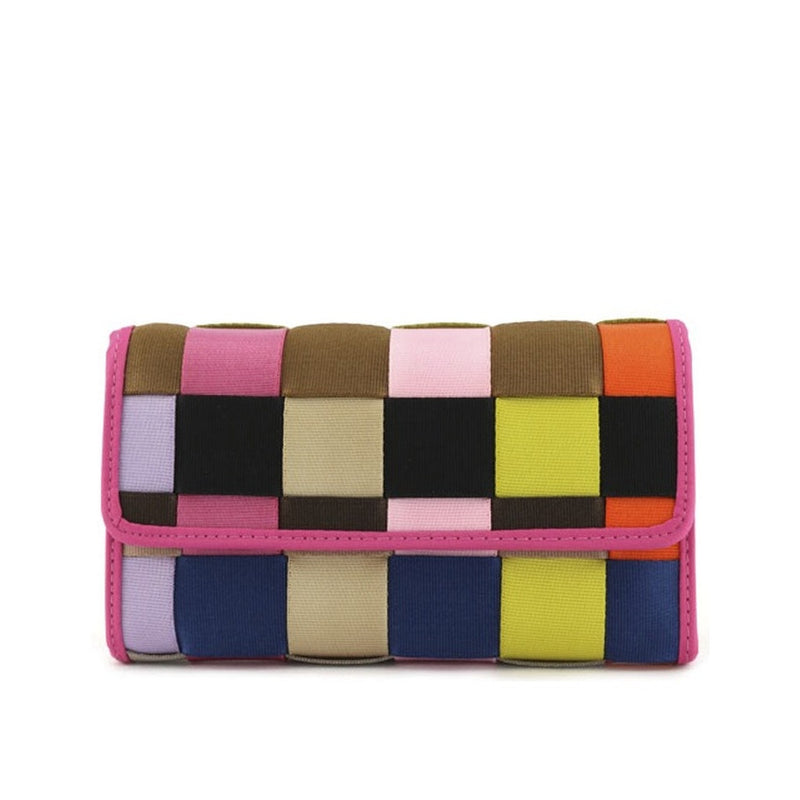 Pink & Blue Multicolored Woven Check Wallet - Bae Apparel