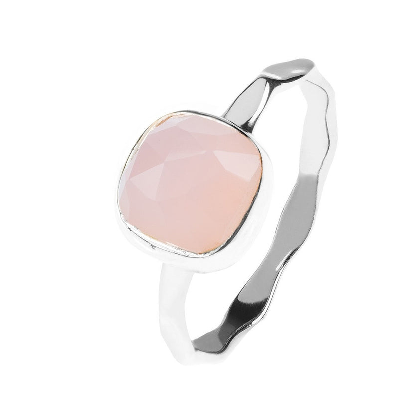 Silver Stacking Ring Rose Quartz - Bae Apparel