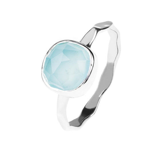 Silver Stacking Ring Aqua Chalcedony - Bae Apparel