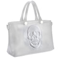 Mechaly Women's Skully White Vegan Leather Skull Handbag - Bae Apparel