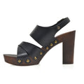 Leather platform sandal  in oak with back strap - Bae Apparel